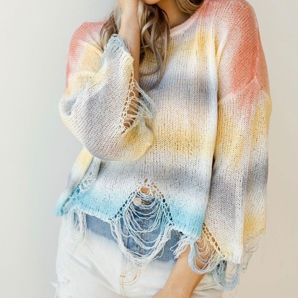 POL Sherbert Rainbow Rugged Lightweight Sweater - Picture 2 of 7